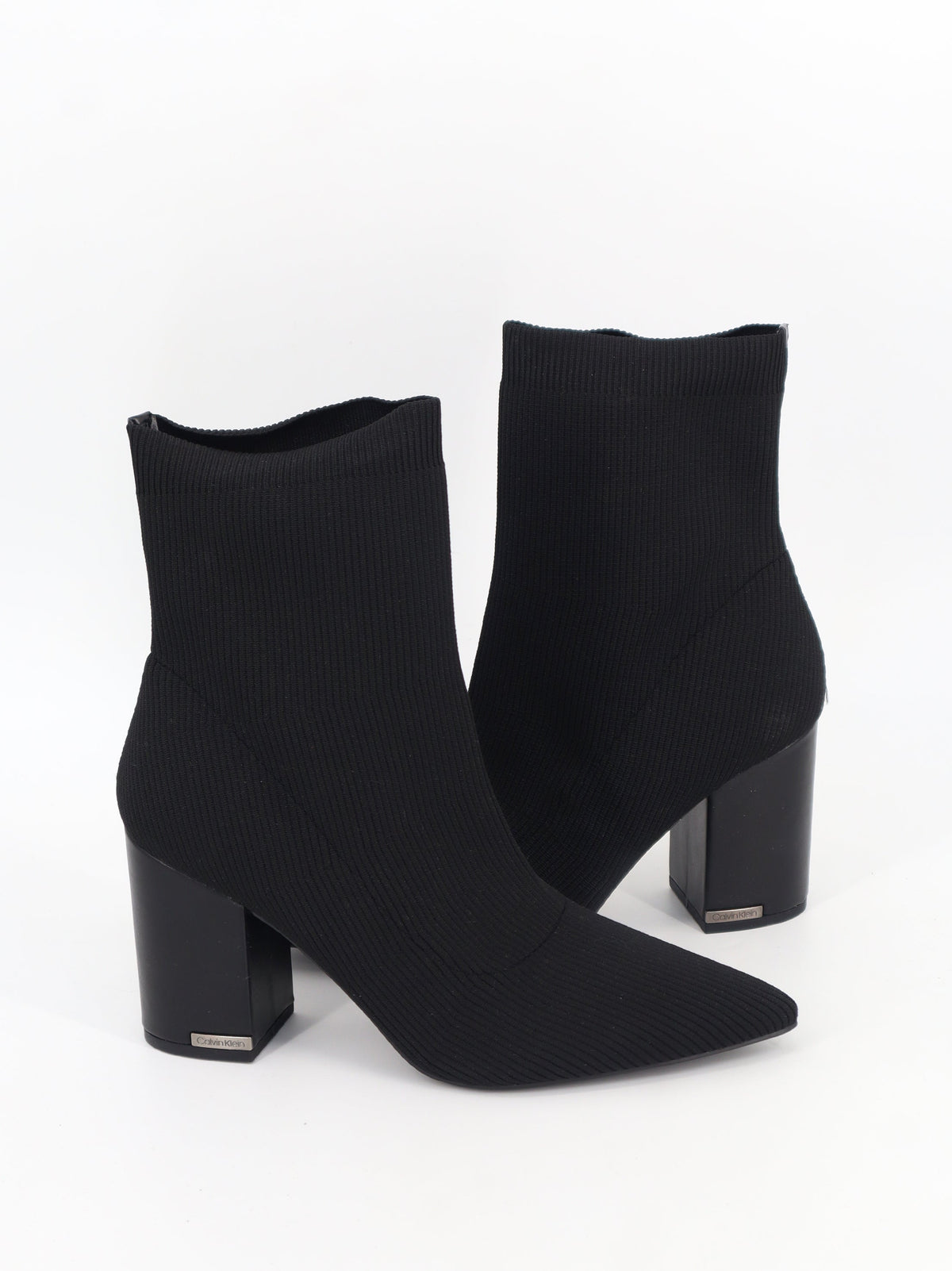 Women's Ribbed High Heels Ankle Boots,Black