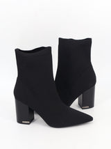 Women's Ribbed High Heels Ankle Boots,Black