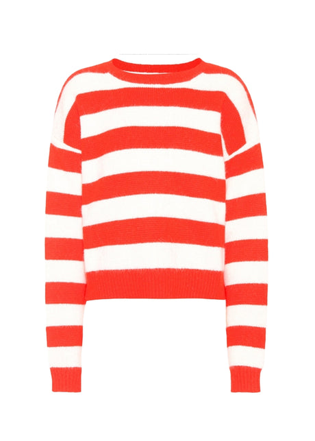 Women's Striped Sweater,Red/White