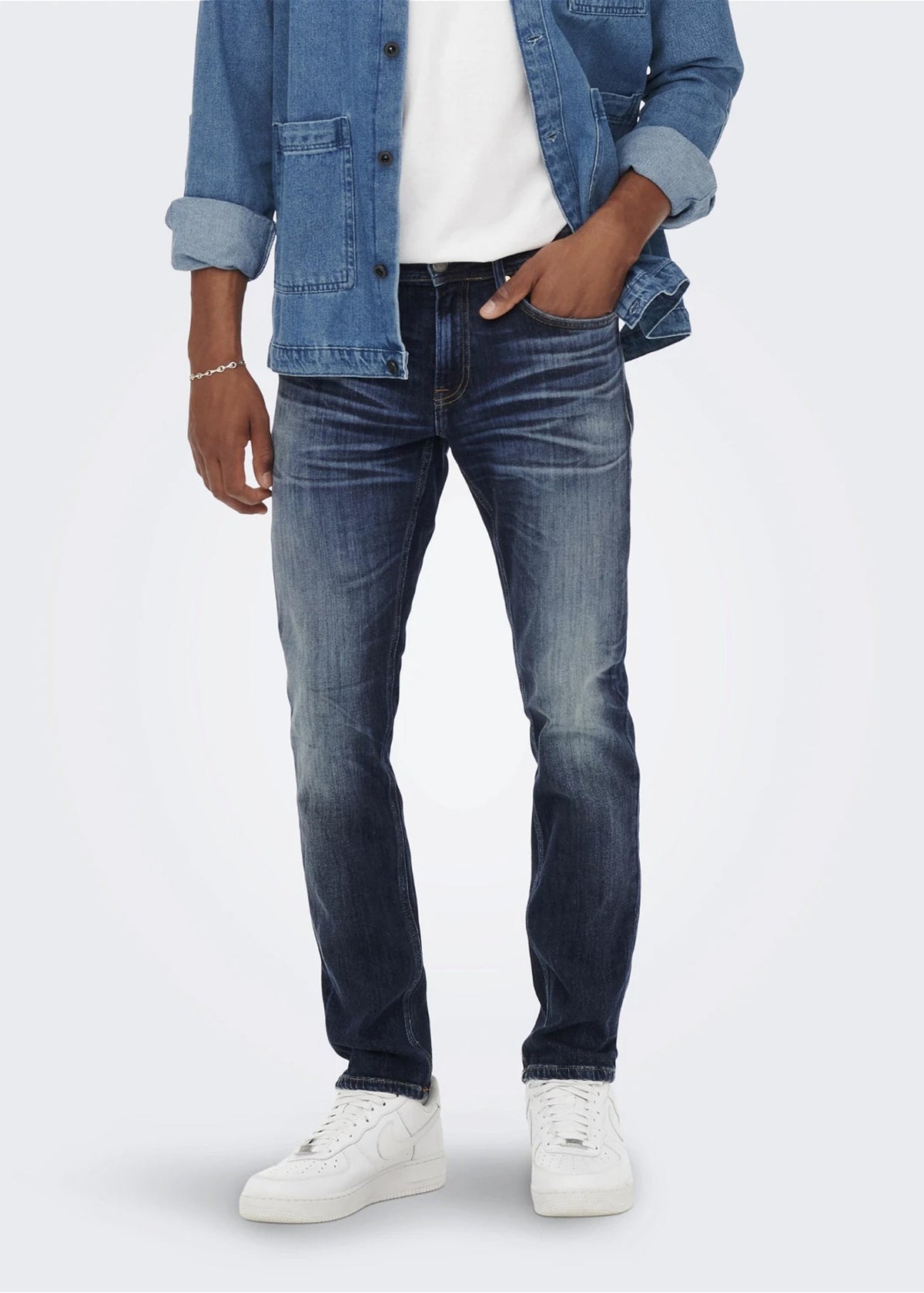 Men's Washed Jeans,Blue