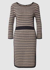 Women's Printed Sweater Dress,Beige/Black