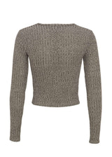 Women's Textured Cropped Sweater,Grey