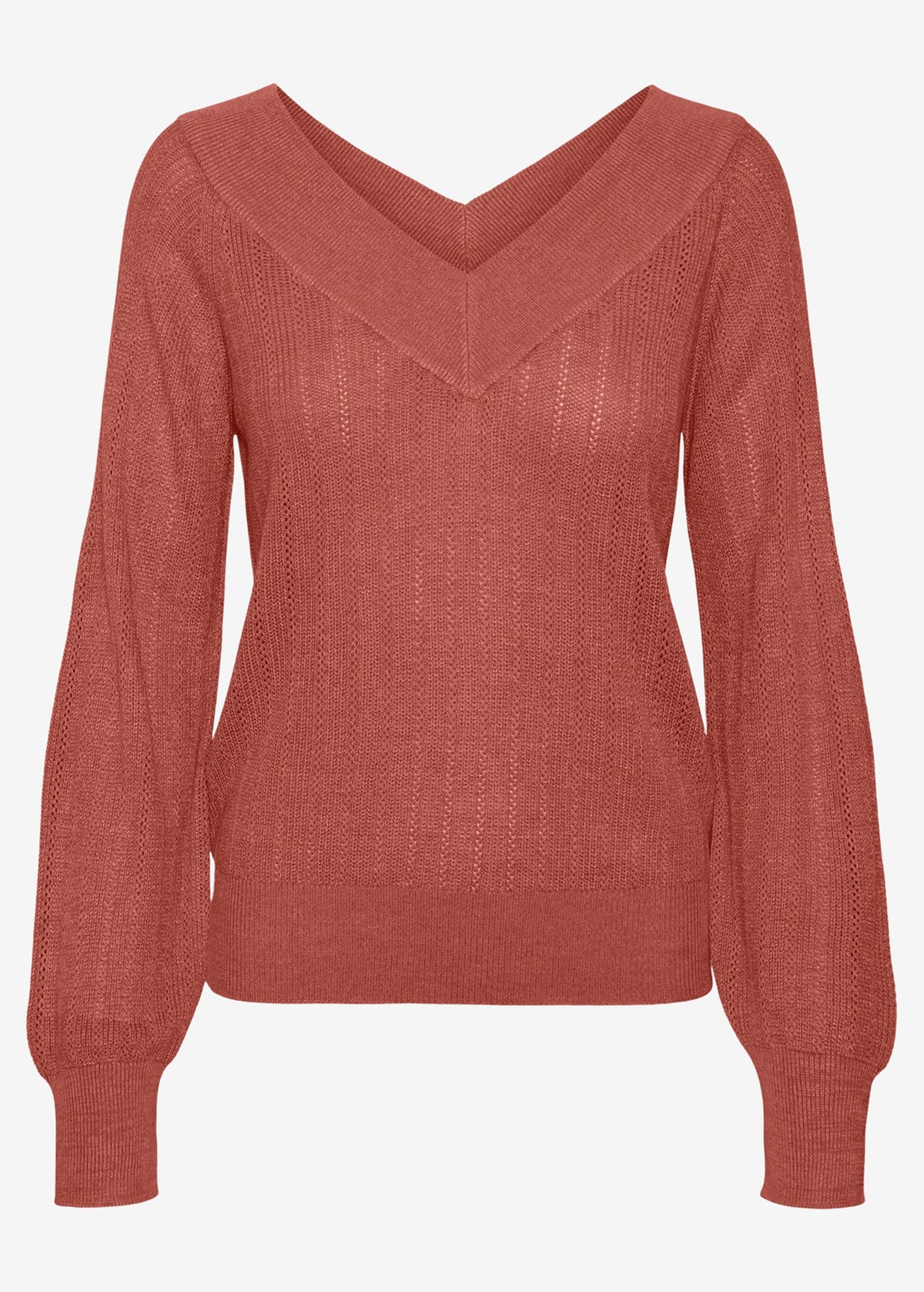 Women's Textured Knitted Sweater,Brick