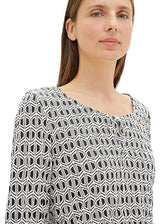 Women's Printed Top,Navy/White