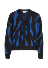 Women's Printed Cardigan,Black/Blue