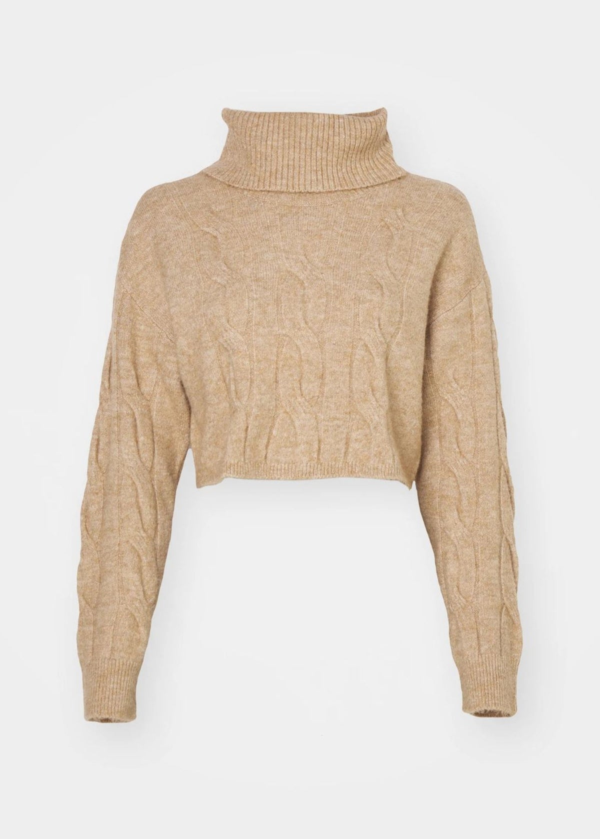 Image for Women's Braided Cropped Sweater,Light Brown