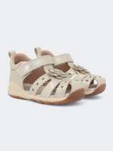 Kids Girl's Textured Sandals,Silver