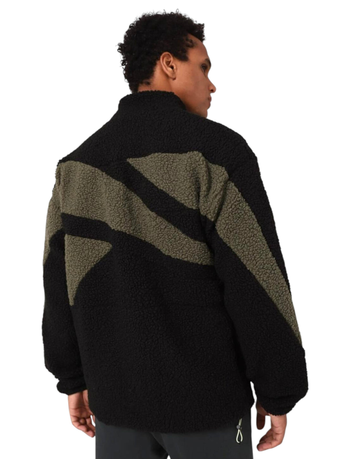 Men's Faux Fur Colorblocked Sweaters,Black
