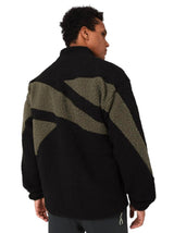 Men's Faux Fur Colorblocked Sweaters,Black