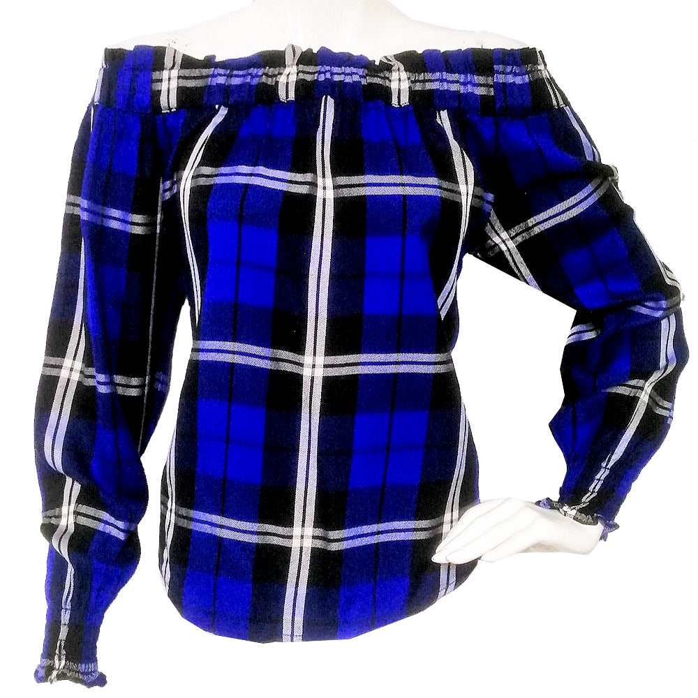 Image for Women's Plaid Casual Top,Blue 