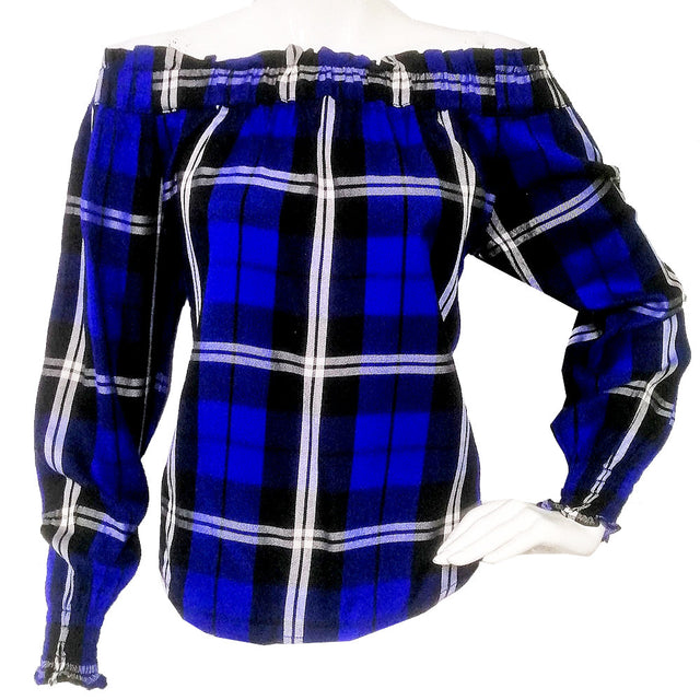 Image for Women's Plaid Casual Top,Blue 