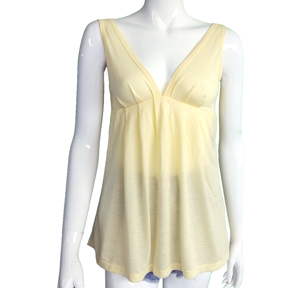 Image for Women's V-Neck Plain Top,Yellow