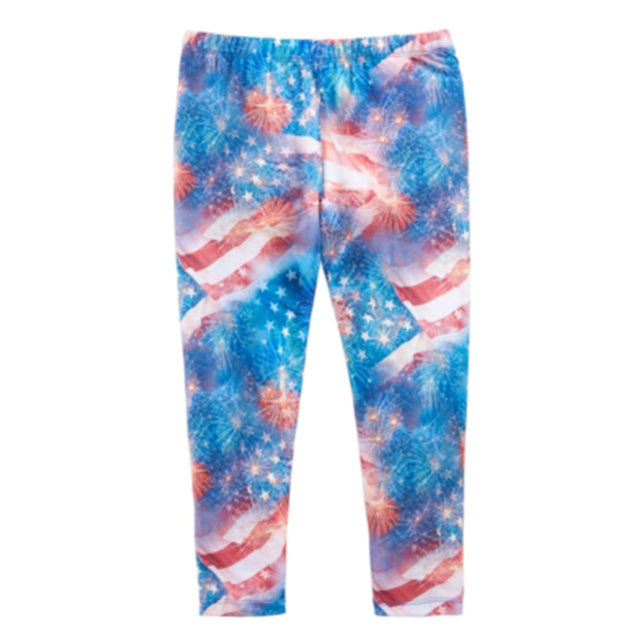 Image for Girl's Printed Stretchy Capri,Blue/Red