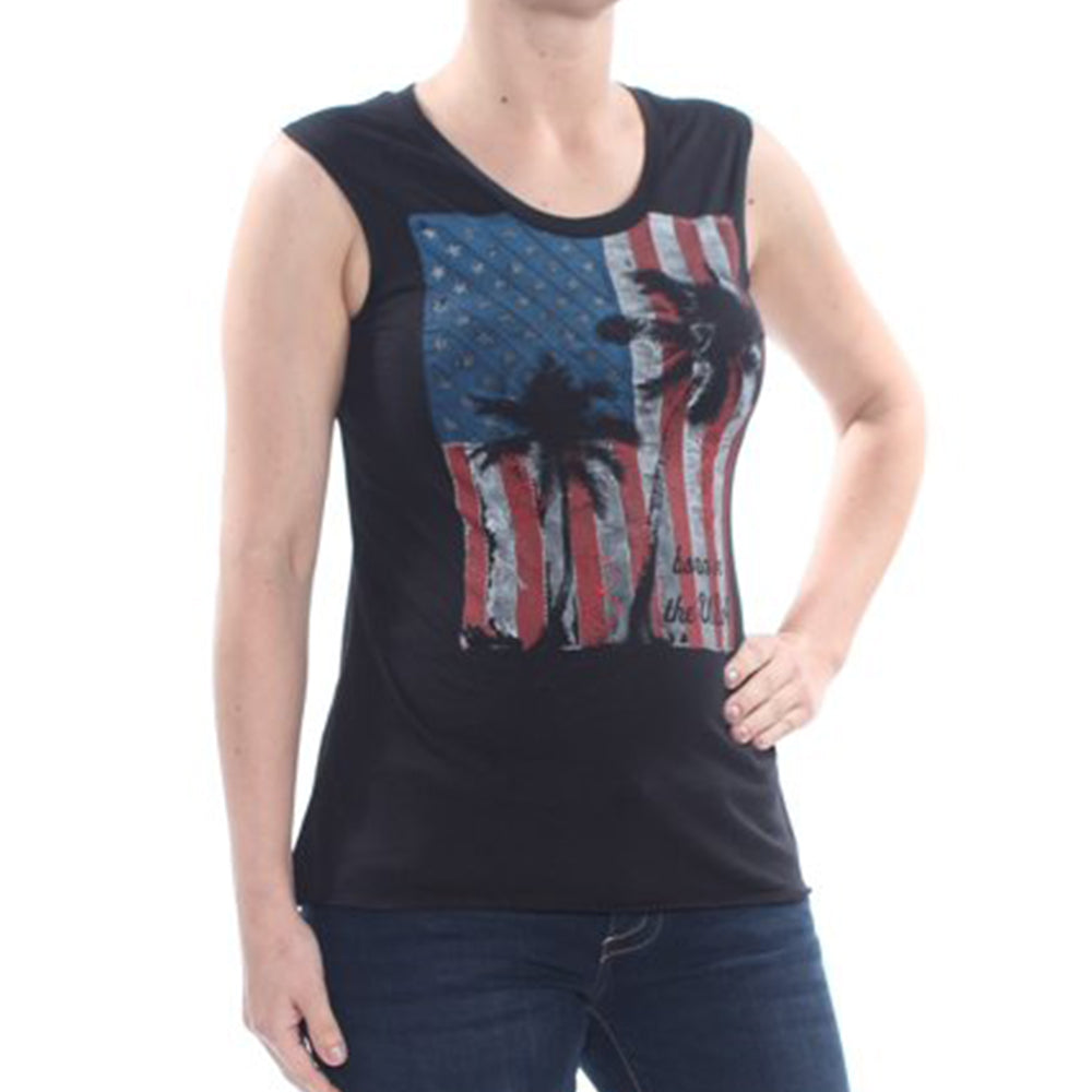 Image for Women's Crew Neck Graphic Top,Black