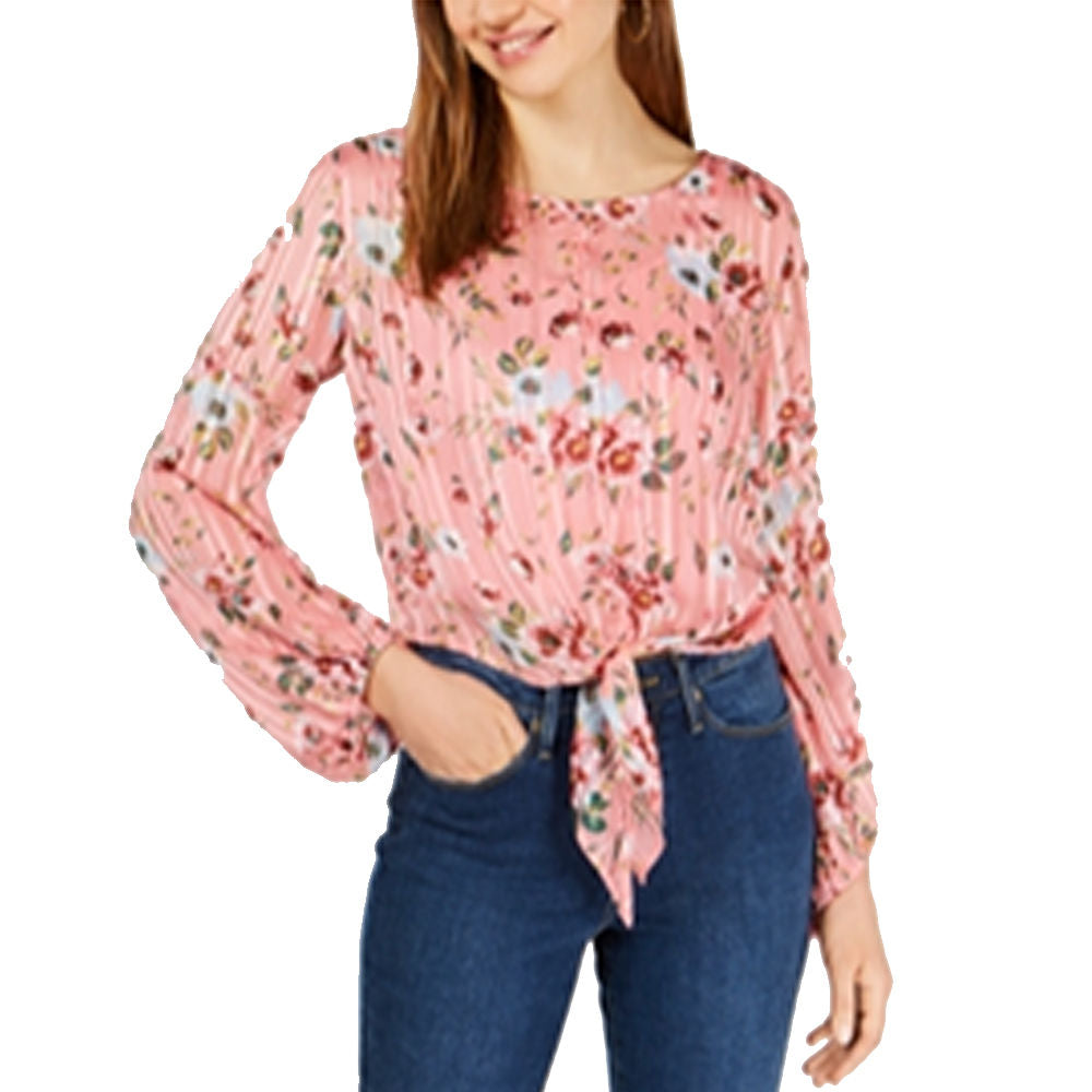 Image for Women's Tie-Front Casual Top,Pink