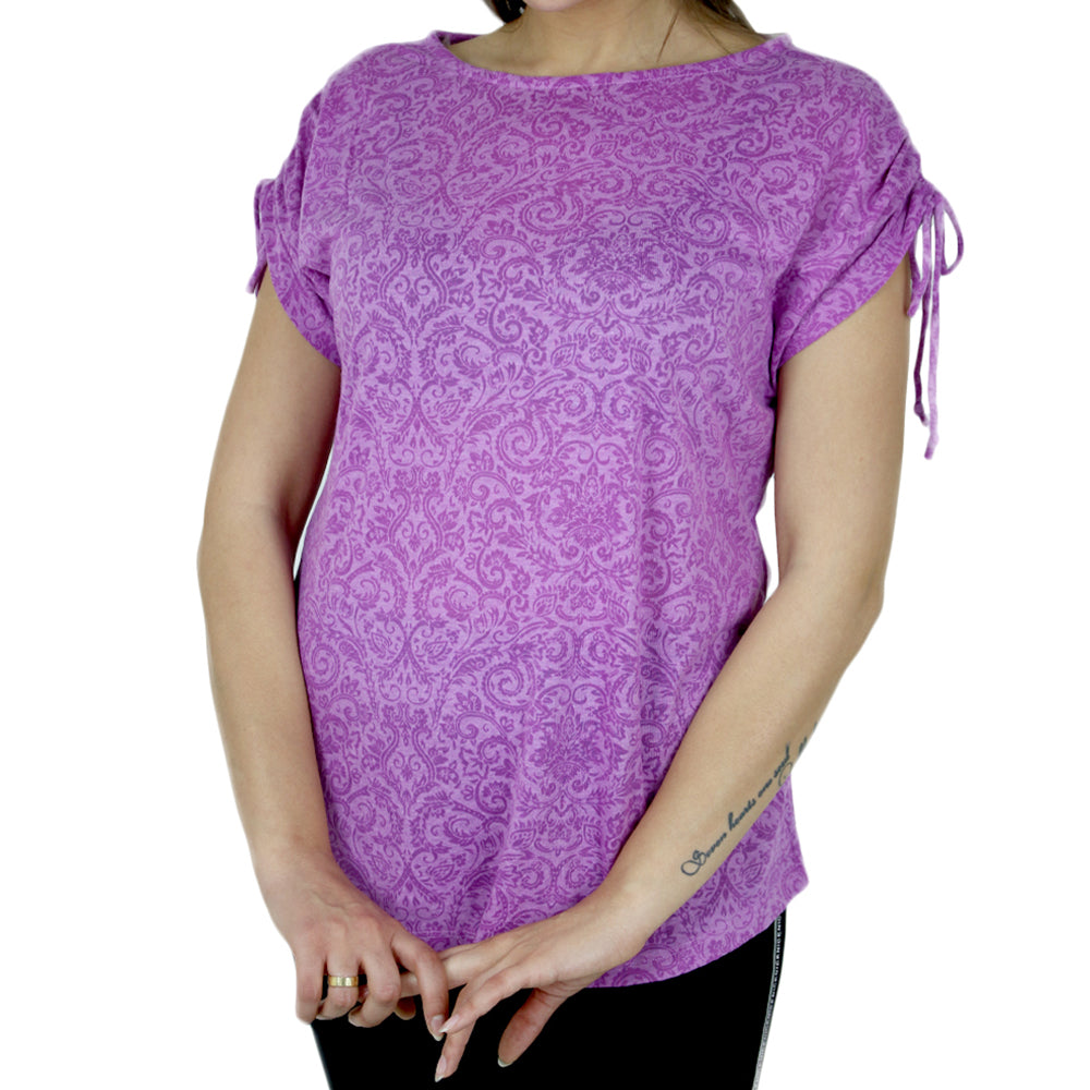 Image for Women's Printed Short Sleeve Top,Purple