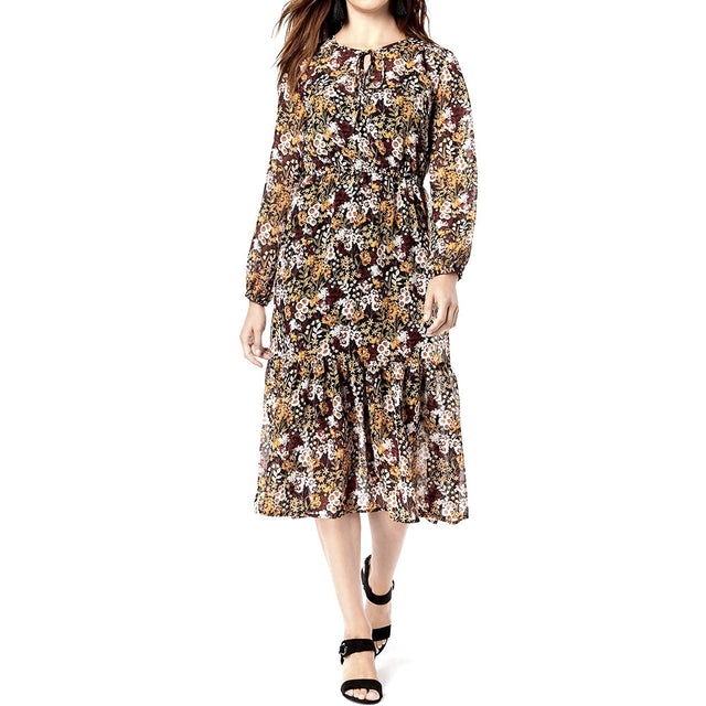 Image for Women's Floral A-line Ruffle Dress,Multi