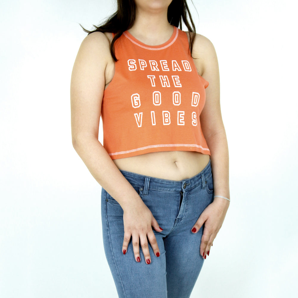 Image for Women's Graphic Crop Top,Orange