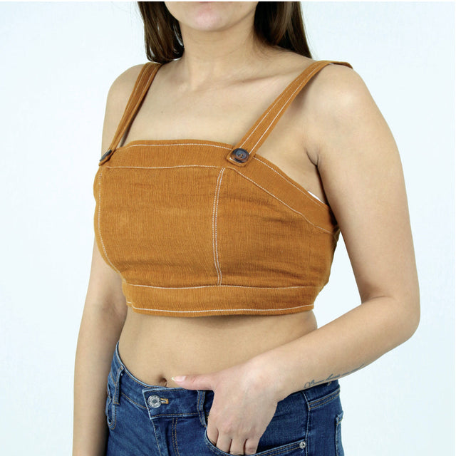Image for Women's Plain Crop Top,Camel