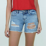 Image for Women's Ripped Denim Short,Blue