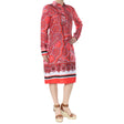 Image for Women's Paisley Satin Shirt dress,Red