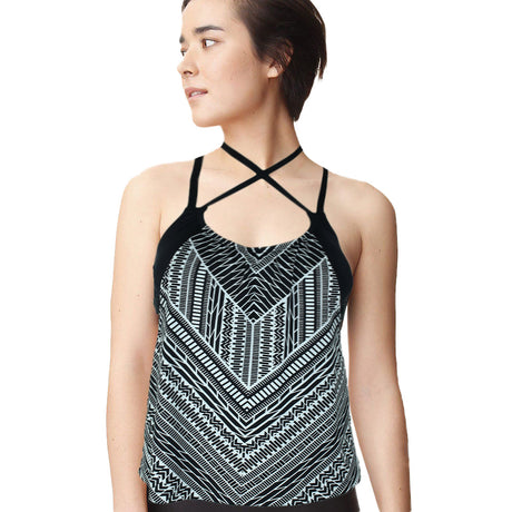 Image for Women's Printed Layered Swim Tankini,Black/White