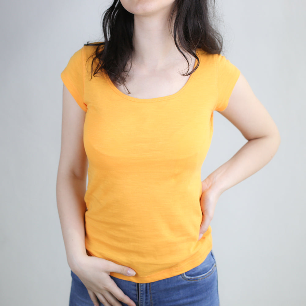 Image for Women's Plain Slim Fit Top,Orange