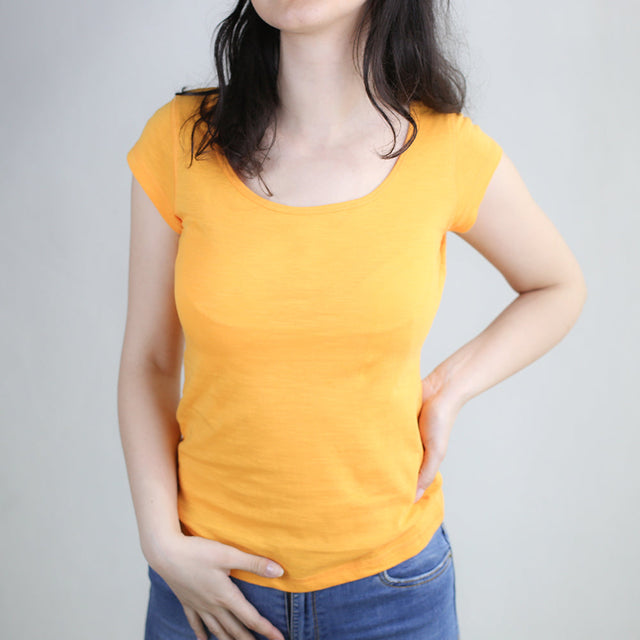 Image for Women's Plain Slim Fit Top,Orange