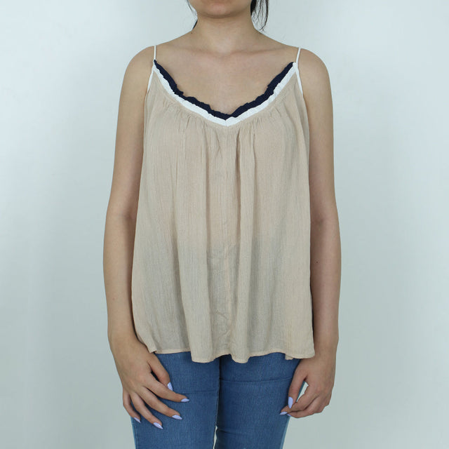 Image for Women's tassel tie Closure-Back Top,Beige