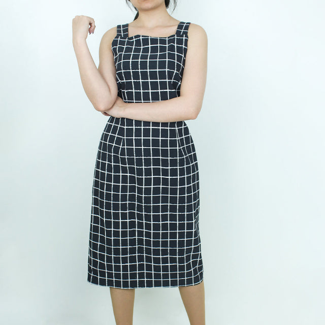 Image for Women'a A-Line Plaid Dress,White/Black