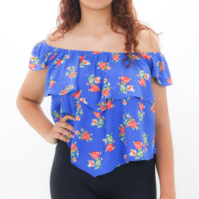 Image for Women's Floral Off-Shoulder Top,Blue