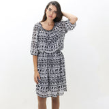 Image for Women's Chiffon Printed Dress,White/Black