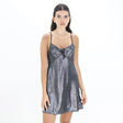 Image for Women's A-line Metallic Dress,Grey