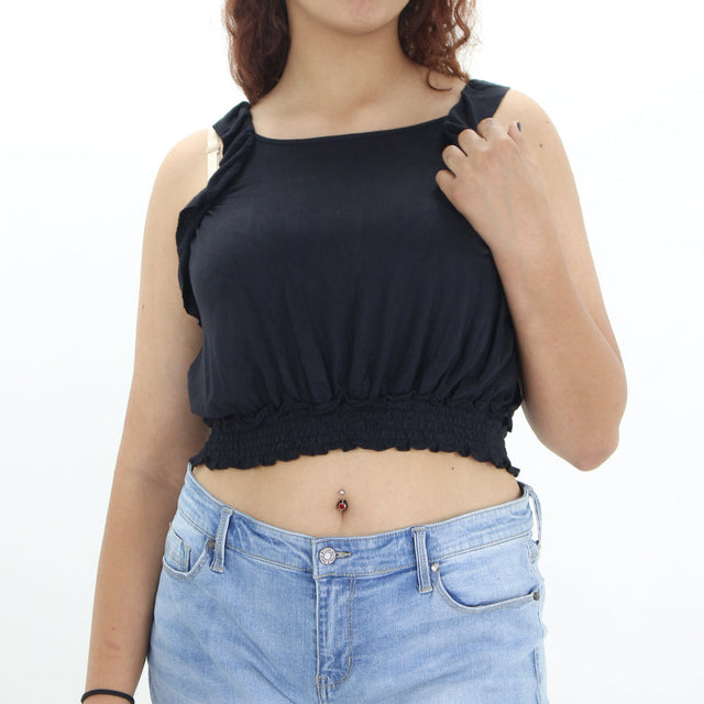Image for Women's Ruffled Sleeve Top,Black