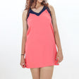 Image for Women's Colorblock Jersey Shift Dress,Coral,Navy
