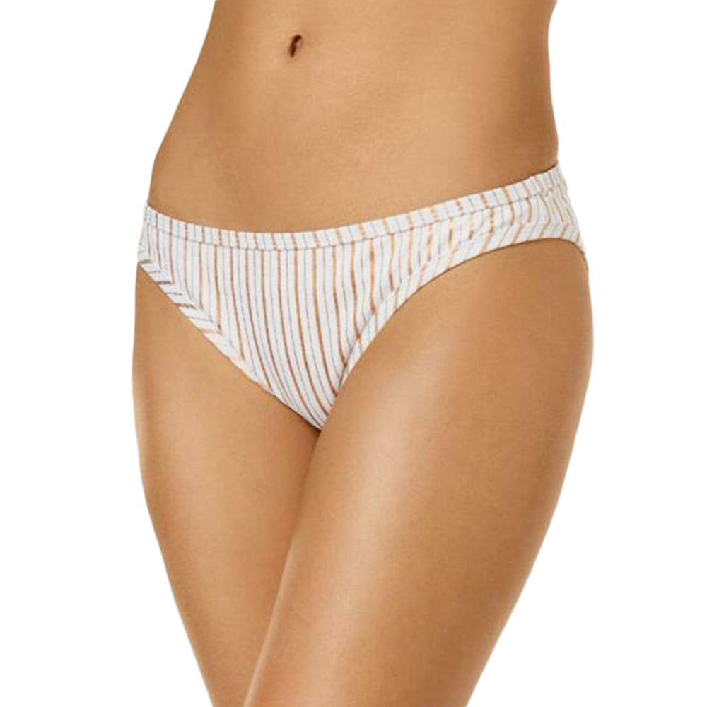 Image for Women's Striped Glitter Soft Bikini Bottom,White