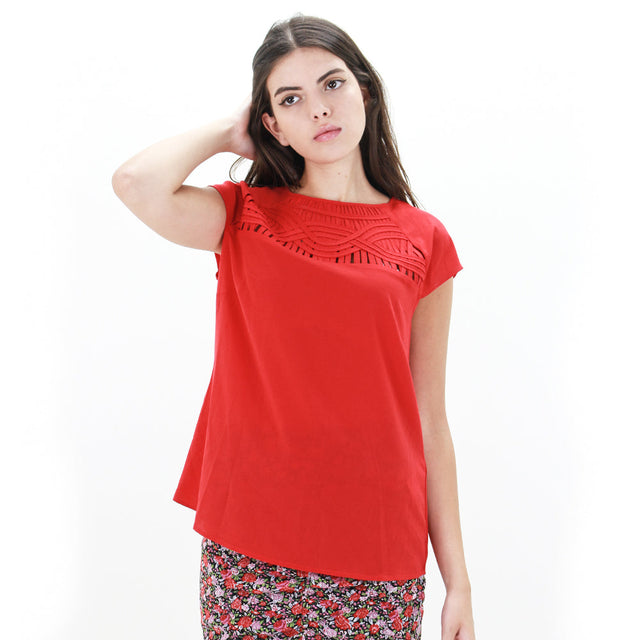 Image for Women's Ribbed Neckline Top,Red