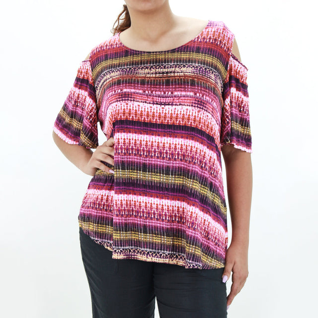 Image for Women's Cold Shoulder Printed Top,Multi
