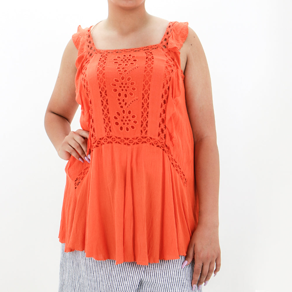 Image for Women's Embroidered  Top,Orange
