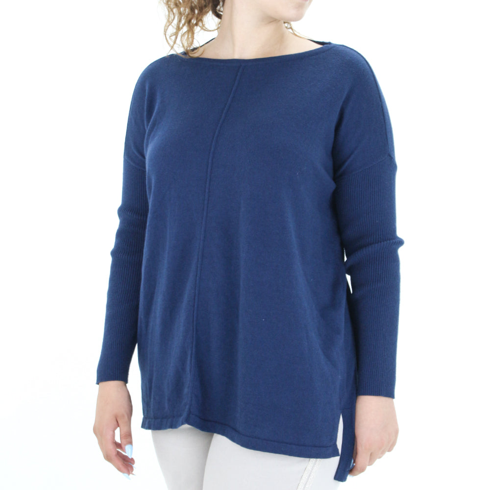 Image for Women's Seam-Front Tunic Sweater,Navy