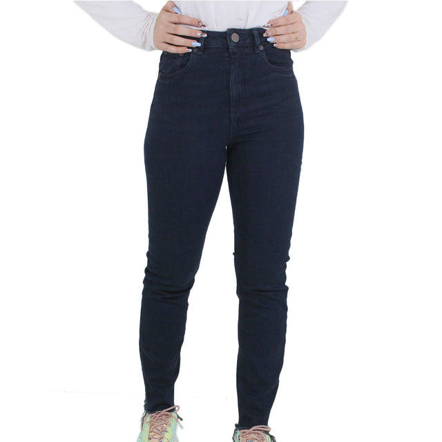 Image for Women's Ripped Back Straight Jeans,Navy