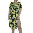 Image for Women's Floral Square Neck Short Dress,Yellow/Black