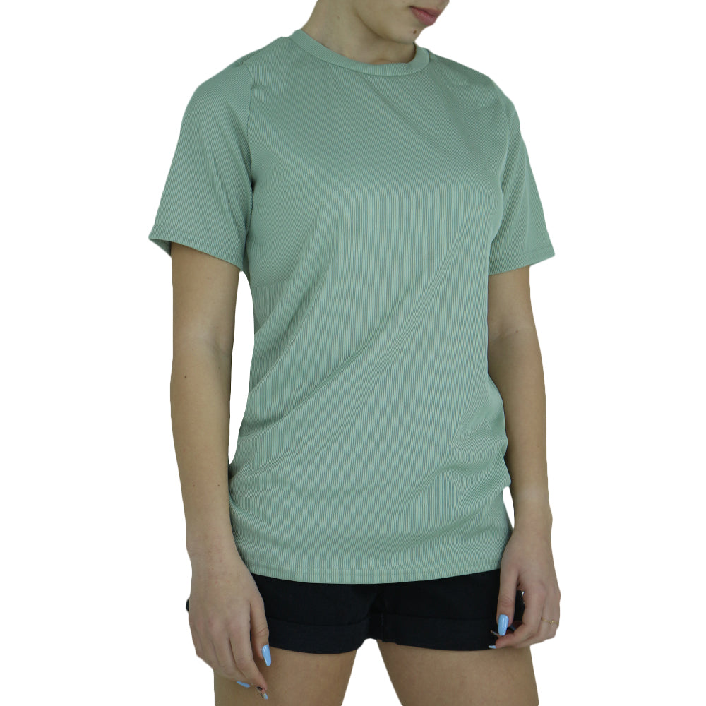Image for Women's Ribbed Casual Top,Light Green