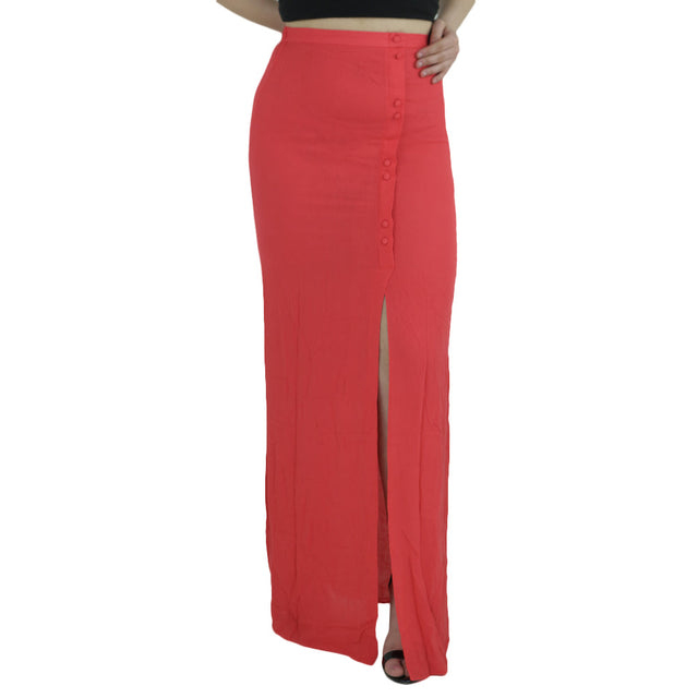 Image for Women's  Ribbed Casual Long Skirt,Coral
