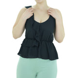Image for Women's Chiffon Ruffle Top,Black