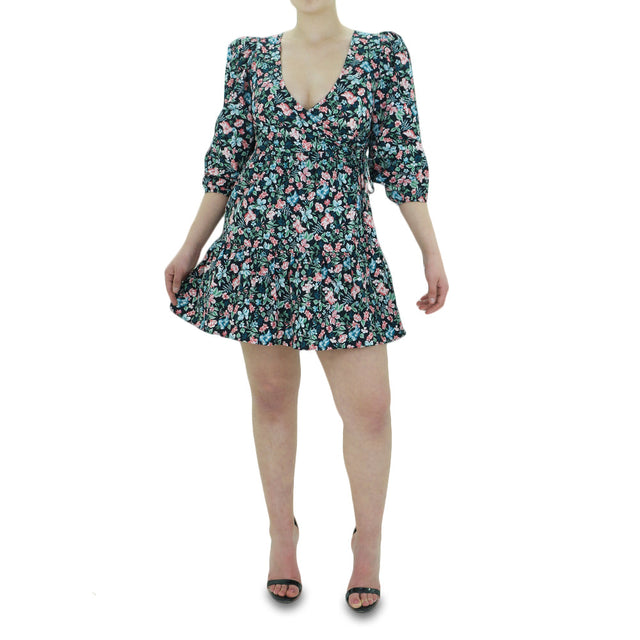 Image for Women's Floral Short Dress,Black