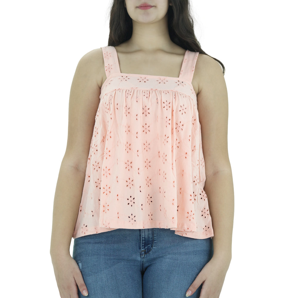 Image for Women's Floral Emroidered Top,Coral