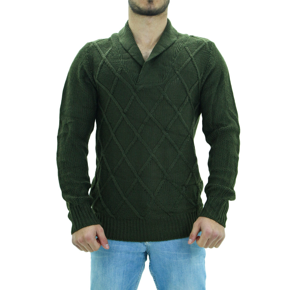 Image for Men's Cable Knit Sweater,Olive
