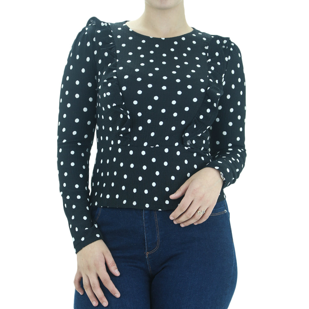 Image for Women's Ruffled Casual Top,Black