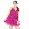 Image for Women's Ruffle Glitter Mini Dress,Pink